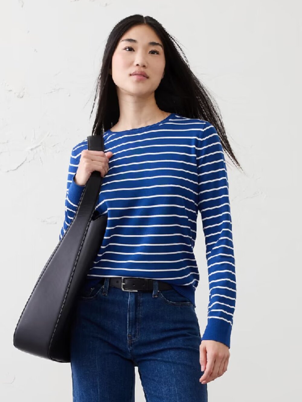 Banana Republic Everyday Crew-Neck Sweater Blue Stripe